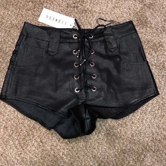 Lioness Pants - Lioness Leather Lace Up Shorts NWT